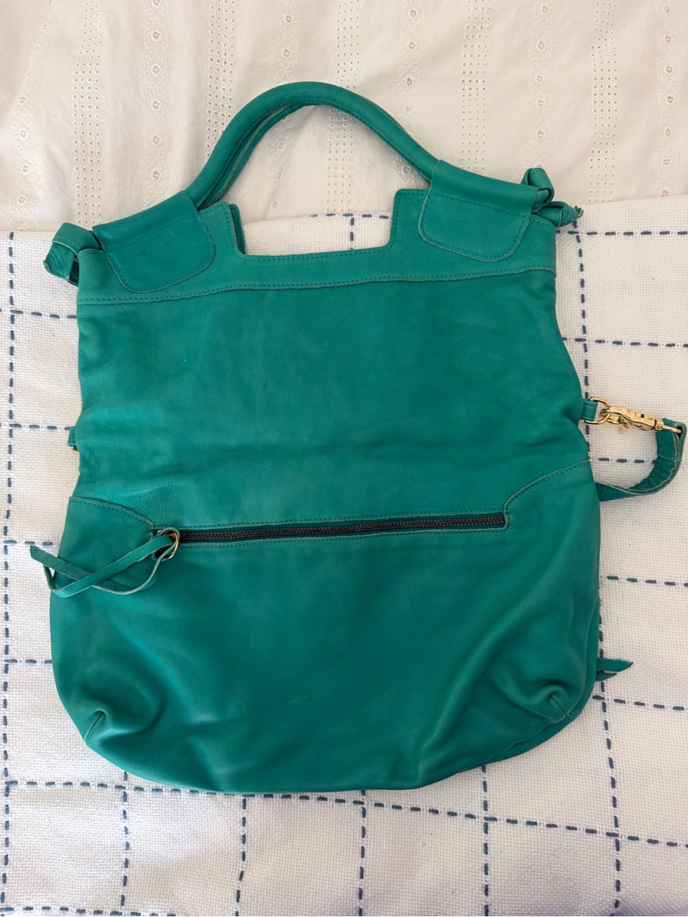 NWOT - Teal Leather Tote Bag - Foley & Corinna
